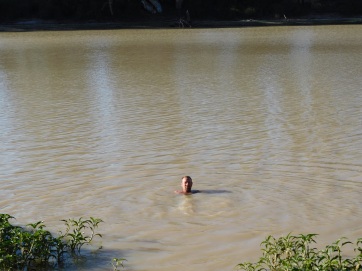 Cooper Creek- some brave swimming!